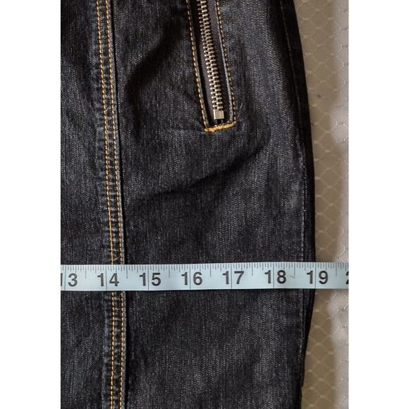 Bisou Bisou Jean Denim Skirt Sz 10 Dark Wash Pencil Skirt Slit 90s Y2K - Picture 7 of 8